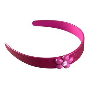 Pink Floral Girls Plastic Headband With Glitter‎ Finish & Flower Accent